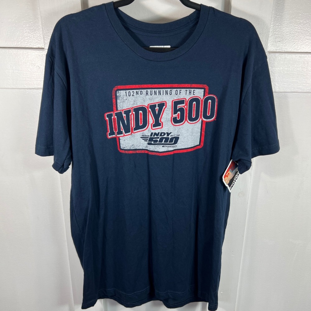 IndyCar Authentic Apparel Indy 500 102nd Running T-Shirt Navy Blue L NWT 2018